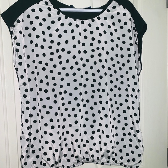 B/W polka dots satin business casual - Picture 2 of 4
